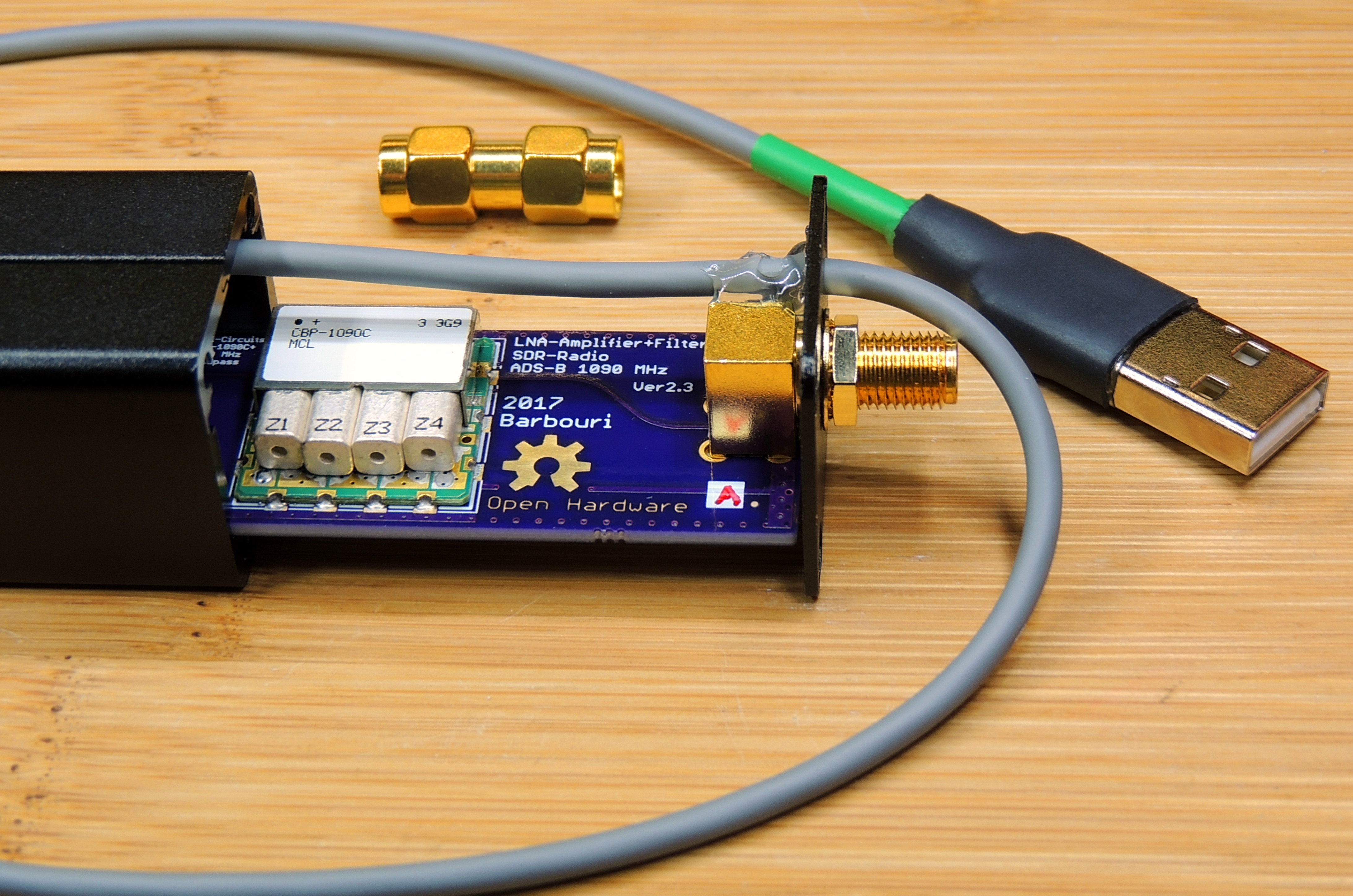 ADS-B 1090MHz RF Verstärker Front-end Radio Frequenz Low Noise 38dB Gain LNA 