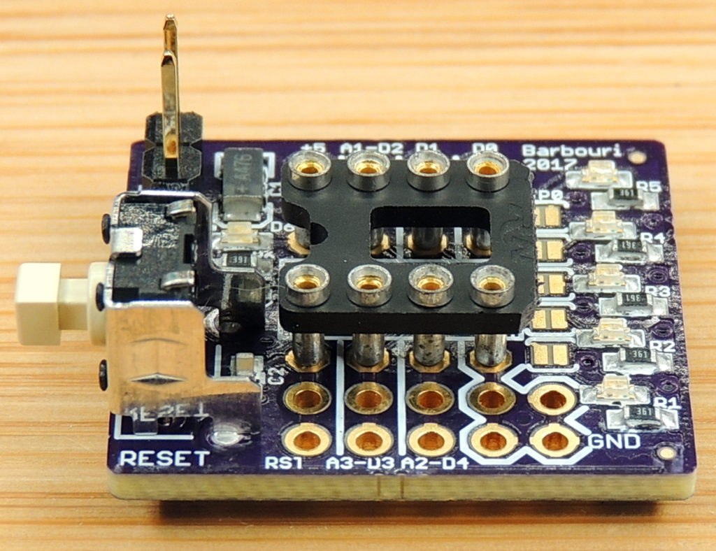 AT-Tiny 85 Breakout LED Components, side angle view