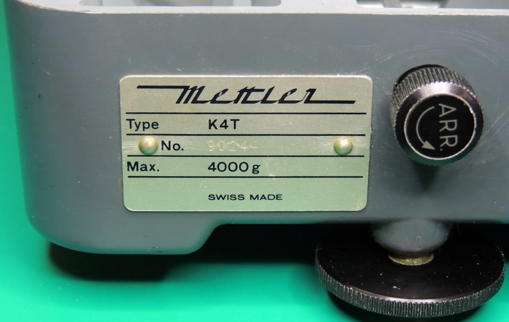 Mettler K4 Back nameplate
