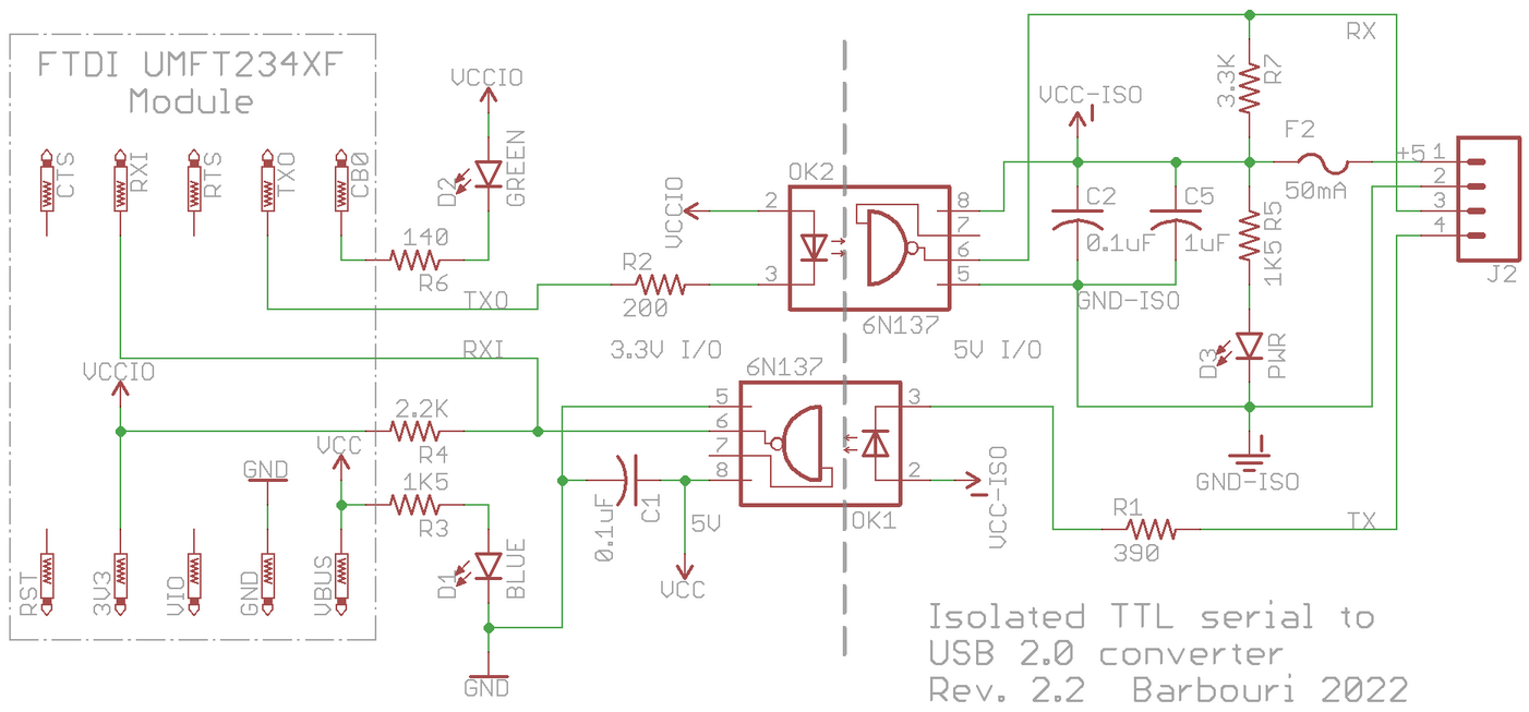 Isolated USB to TTL usb-c to Serial uart module download line